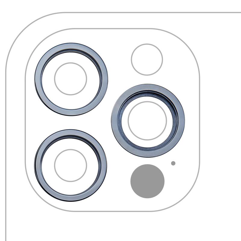 Compra el juego de 3 unidades de anillos bisel para cámara trasera de iPhone 12 Pro en Guatemala, ideal para mayoristas y talleres de reparación.