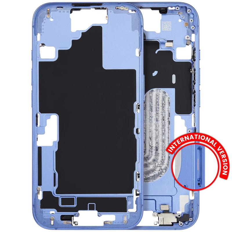 Reparación de chasis medio con botones de encendido y volumen de iPhone 16 (International Version) en Guatemala.