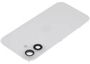 Tapa trasera iPhone 17 blanca usada, A3258, con orificio de cámara, lista para repuesto o reparación.