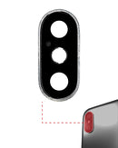 Lente de camara trasera con soporte y bisel para iPhone XS / XS Max (Plata) (Zafiro autentico y premium)