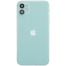 Tapa trasera verde OEM Grado C para iPhone 11 (A2111) con puerto de carga y piezas pequeñas, repuesto usado.