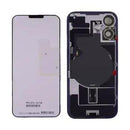 Tapa trasera con placa de acero con carga inalambrica NFC MagSafe y flex de linterna compatible para iPhone 16 Plus (original) (Negro)