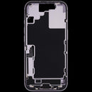 Chasis medio iPhone 17 US lavanda usado, con puerto de carga y piezas pequeñas para reparación.
