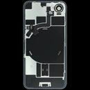 Tapa trasera blanca original OEM iPhone 17e con MagSafe, NFC y flex de flash para reparación.
