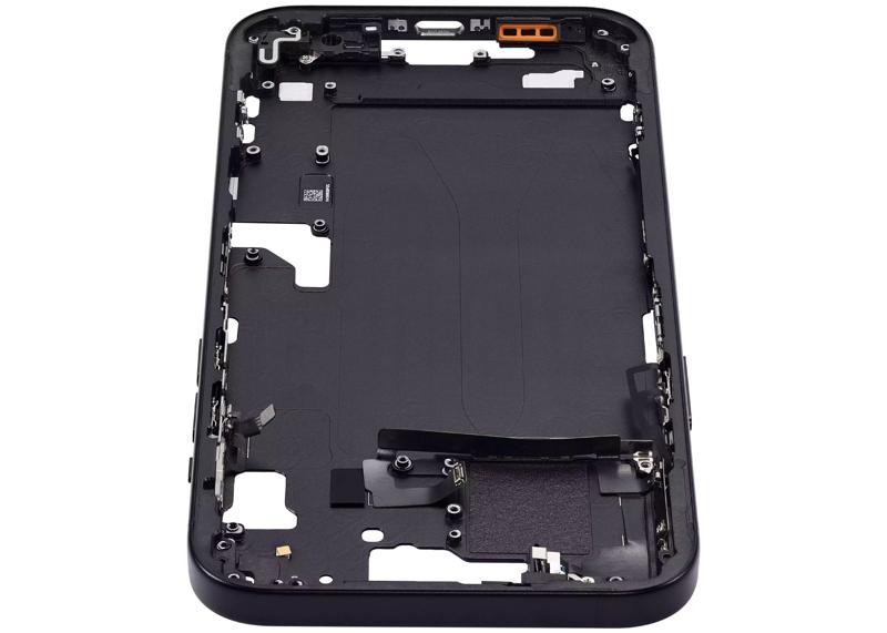 Compra en Guatemala el Marco intermedio negro con botones de encendido y volumen para iPhone 15 Plus versión internacional, ideal para reparaciones en talleres especializados.