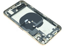 Tapa trasera dorada OEM Grade B para iPhone XS (A1920, A2097) con puerto de carga preinstalado.