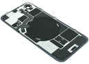 Tapa trasera blanca original OEM iPhone 17e con MagSafe, NFC y flex de flash para reparación.