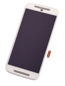 Pantalla LCD blanca refurbished para Motorola Moto G2 (XT1064, XT1068, XT1069) con display y frente.