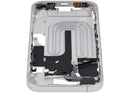 Marco medio blanco para iPhone 16 (A2xxx) con botones de volumen, repuesto Aftermarket Plus.