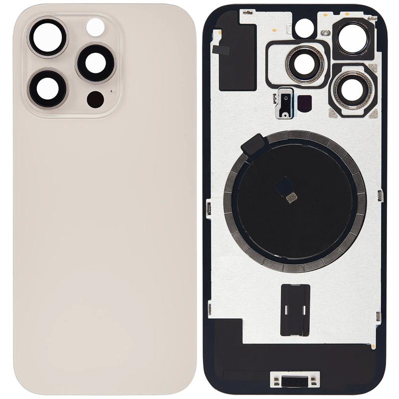 Reparación de tapa trasera con MagSafe, NFC y Flashlight Flex para iPhone 16 Pro en Guatemala.