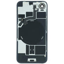 Tapa trasera original iPhone 17e blanco con cristal brillante, logotipo Apple y compatibilidad MagSafe para reparación.