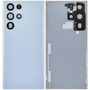 Tapa trasera de vidrio azul cielo para Samsung Galaxy S22 Ultra 5G con lente de cámara, repuesto aftermarket.