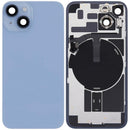 Tapa trasera azul brillante para iPhone 14 (A2649) con MagSafe, NFC y flash flex, repuesto.