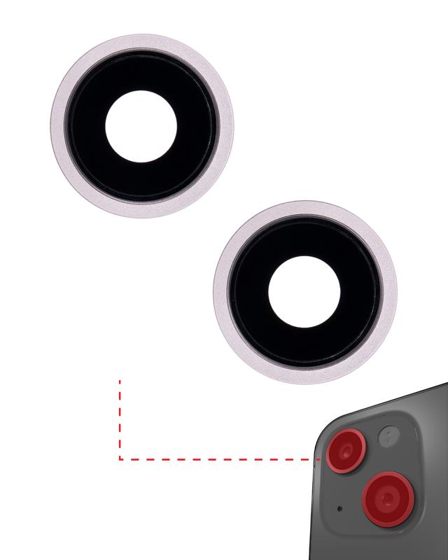 Lente para camara trasera con soporte y bisel para iPhone 13 / 13 Mini (Rosa) (Zafiro Real / Premium)