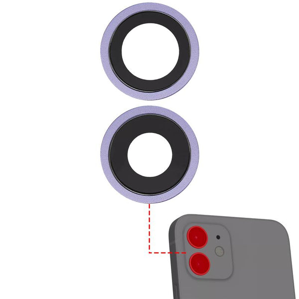 Lente de Cámara Trasera con Soporte y Bisel para iPhone 12 / 12 Mini (Morado)