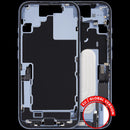 Chasis iPhone 17 Mist Blue A3280 usado, marco medio con puerto de carga y piezas pequeñas para reparación.
