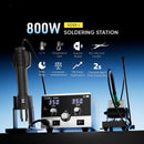 Estación de retrabajo digital BAKU 909A+ con aire caliente y soldadura, pantalla LCD, 800W, SlowBack para electrónica.