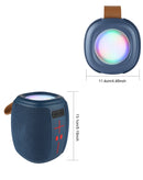Altavoz inalámbrico BASE azul con correa, diseño moderno, portátil para audio de alta calidad.