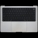Tapa superior plateada con teclado ANSI US y batería para MacBook Pro 14" A2779 (2023), repuesto original.