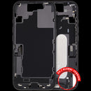 Mid-frame housing negro para iPhone 17 con puerto de carga flex, chasis y piezas pequeñas.