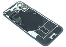 Tapa trasera original iPhone 17 negra con logo Apple, compatible MagSafe y NFC, ideal para reparación de back cover.