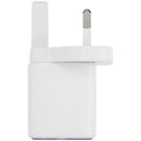 Cargador de pared rosa AmpSentrix 30W, doble puerto USB-C y USB-A, enchufe UK, para carga rápida de 220V.