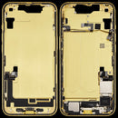 Tapa trasera amarilla iPhone 14 US con puerto de carga y pequeñas partes OEM.