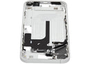 Chasis medio blanco usado para iPhone 16 Plus (A28XX), con piezas pequeñas, ideal para reparación de estructura.