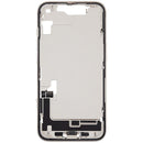 Chasis medio iPhone 14 Starlight (A2649, A2881) con puerto de carga flex y piezas pequeñas, usado para reparación.
