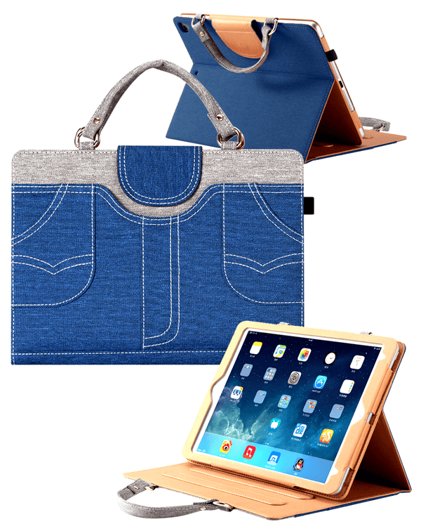 Encuentra la mejor funda smart work bag estilo azul royal jean para tu iPad en Guatemala con SlowBack.