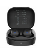 Audífonos Belkin TWS Anywhere Ultra Compact negros, diseño semiabierto, con estuche de carga, ideales para audio inalámbrico Bluetooth.