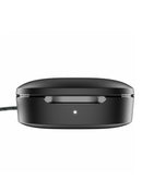 Audífonos Belkin TWS Anywhere Ultra Compact negros, diseño semiabierto, con estuche de carga, ideales para audio inalámbrico Bluetooth.