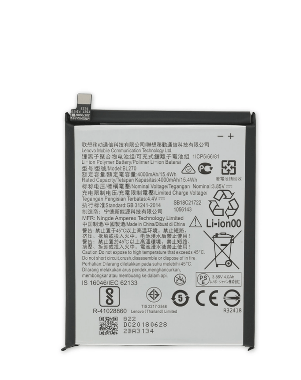 Batería BL270 para Motorola Moto G6 Play y Moto E5 en Guatemala, encuentra la mejor calidad en mayoristas de repuestos en talleres de reparación.