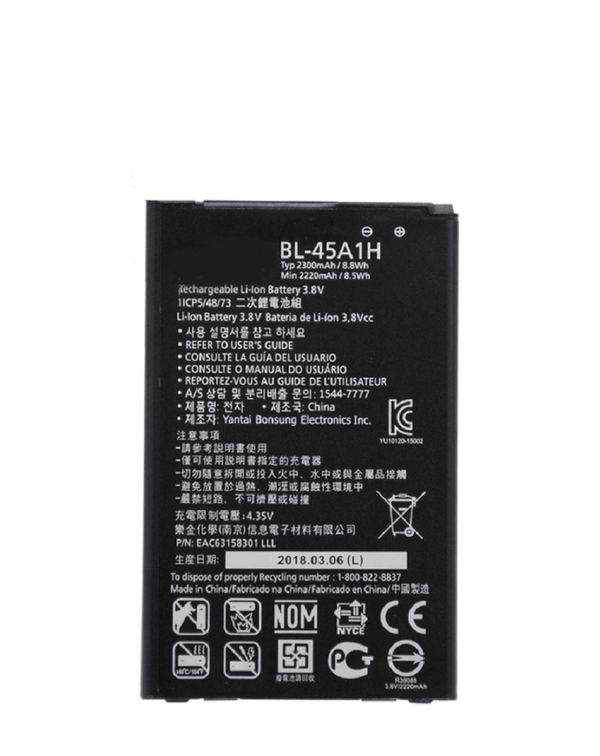 Venta al por mayor de baterías LG K10 (2016) (BL-45A1H) en Guatemala para reparaciones y partes de celulares.