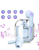 Auricular Bluetooth Bytech blanco, con pantalla clara para audio.