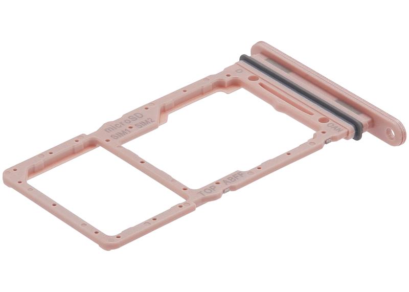 Bandeja de tarjeta SIM dual Samsung Galaxy A26 5G en color Peach Pink disponible en Guatemala para reparaciones de teléfonos y accesorios.