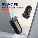 Encuentra el cargador de auto LDNIO C106 PD QC4.0 dual USB-C en Guatemala para carga rápida de dispositivos con conexión USB-C.