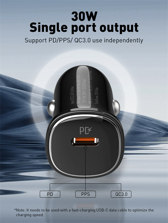 Encuentra en Guatemala el cargador de auto LDNIO C106 PD QC4.0 dual USB-C con cable USB C-C de 30W en SlowBack, mayorista de accesorios tecnológicos.