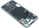 Tapa trasera azul brillante con MagSafe y NFC para iPhone 17 A3520, ideal para reparación de back glass.