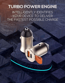Encuentra el cargador de auto dual USB A+C PD QC4.0 LDNIO con cable USB A-L (3ft) (18W) en Guatemala para cargas rápidas y eficientes.