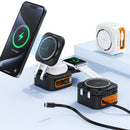 Soporte de carga inalámbrica 4 en 1 SlowBack negro para teléfono, reloj, AirPods y cable retráctil 15W.
