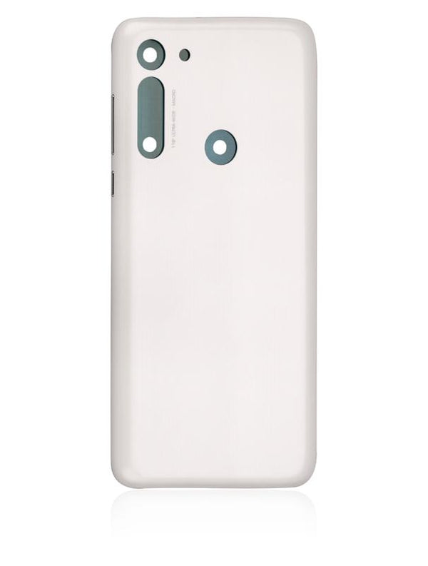Reparación de tapa trasera blanca Motorola Moto G8 (XT2045-1 / 2020) en Guatemala.
