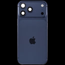 Tapa trasera azul profundo usada para iPhone 17 Pro Max, con puerto de carga flex y piezas pequeñas A3295.