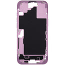 Carcasa intermedia rosa brillante para iPhone 16 Plus (A3082) con botones de encendido y volumen.