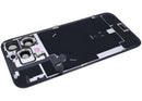 Tapa trasera con placa de acero con carga inalámbrica NFC MagSafe y flex de linterna compatible para iPhone 16 Pro Max (Original OEM) (Negro Titanio)