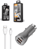 Encuentra el cargador de auto dual USB-A LDNIO C407Q QC3.0 con cable USB A-M en Guatemala, ideal para cargar dispositivos rápidamente.