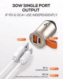 Encuentra en Guatemala el cargador de auto dual LDNIO C509Q PD QC4.0 con cable USB A-M de 3ft de 18W para recargar tus dispositivos de manera rápida y segura.