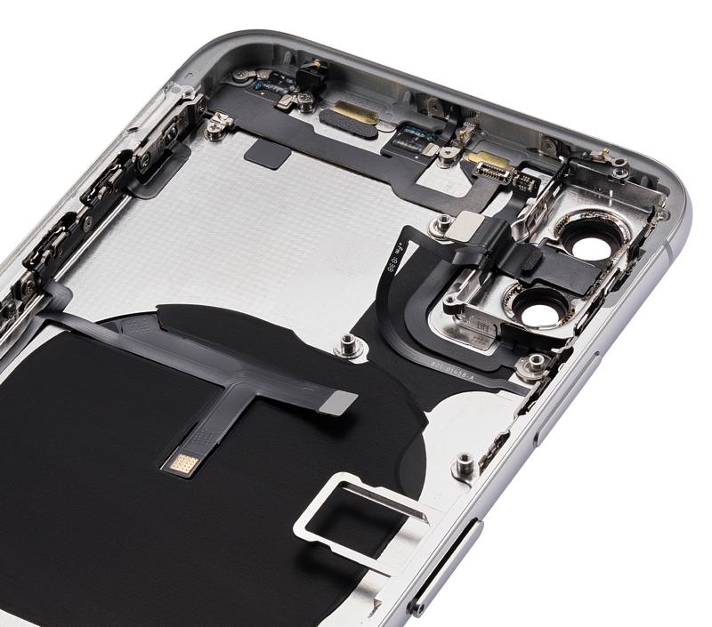 Tapa trasera para iPhone XS con componentes pequeños pre-instalados (Plata)