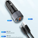 Cargador de auto LDNIO C510Q PD QC3.0 Dual USB A+C con cable USB A-L Non-MFI (3ft) (36W)