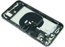 Tapa trasera Space Gray para iPhone XS (A1920, A2097) con puerto de carga y componentes preinstalados, grado B OEM.